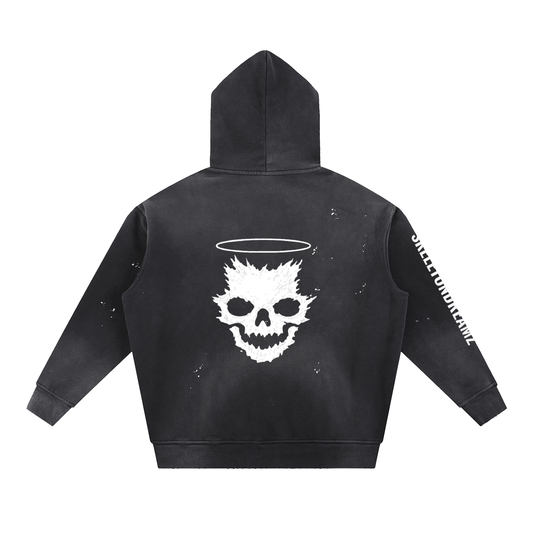 Vintage Washed Frayed Fleece Hoodie