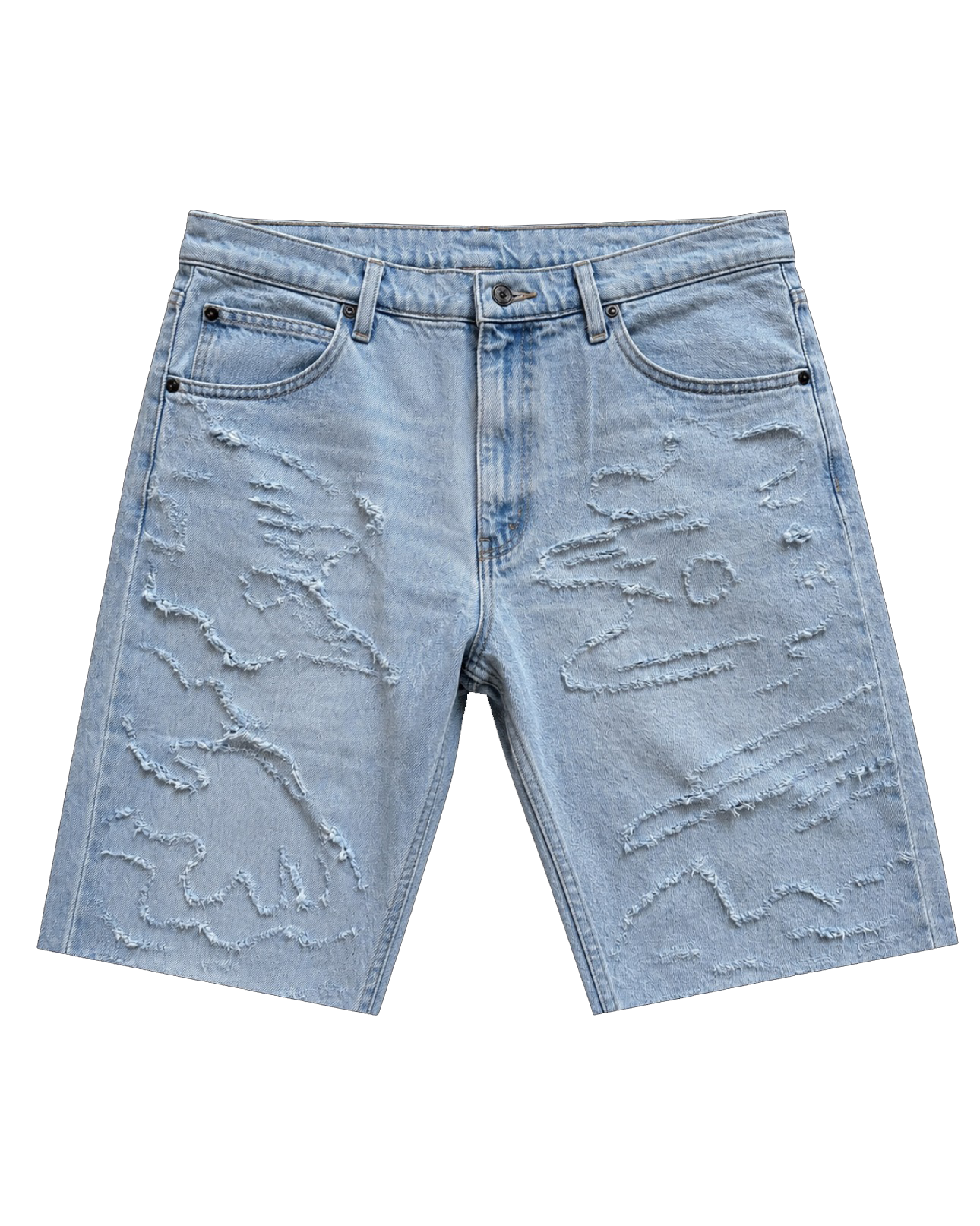 "Ghost bone" denim shorts