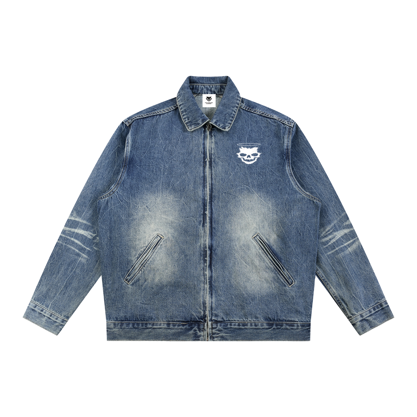 Vintage Wash Zip Up Denim Jacket