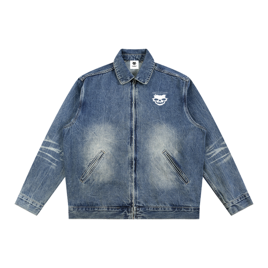 Vintage Wash Zip Up Denim Jacket