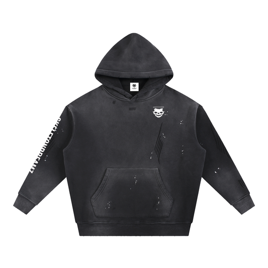 Vintage Washed Frayed Fleece Hoodie